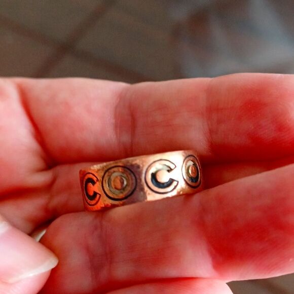 AUTHENTIC CHANEL VINTAGE Gold-Tone COCO  Women's Ring SIZE 6 - Picture 1 of 9